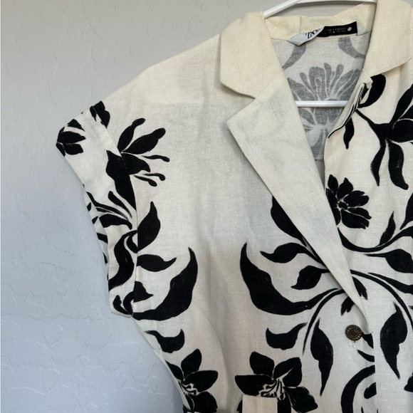 Zara LINEN BLEND PRINTED DRESS size small - Picture 5 of 15